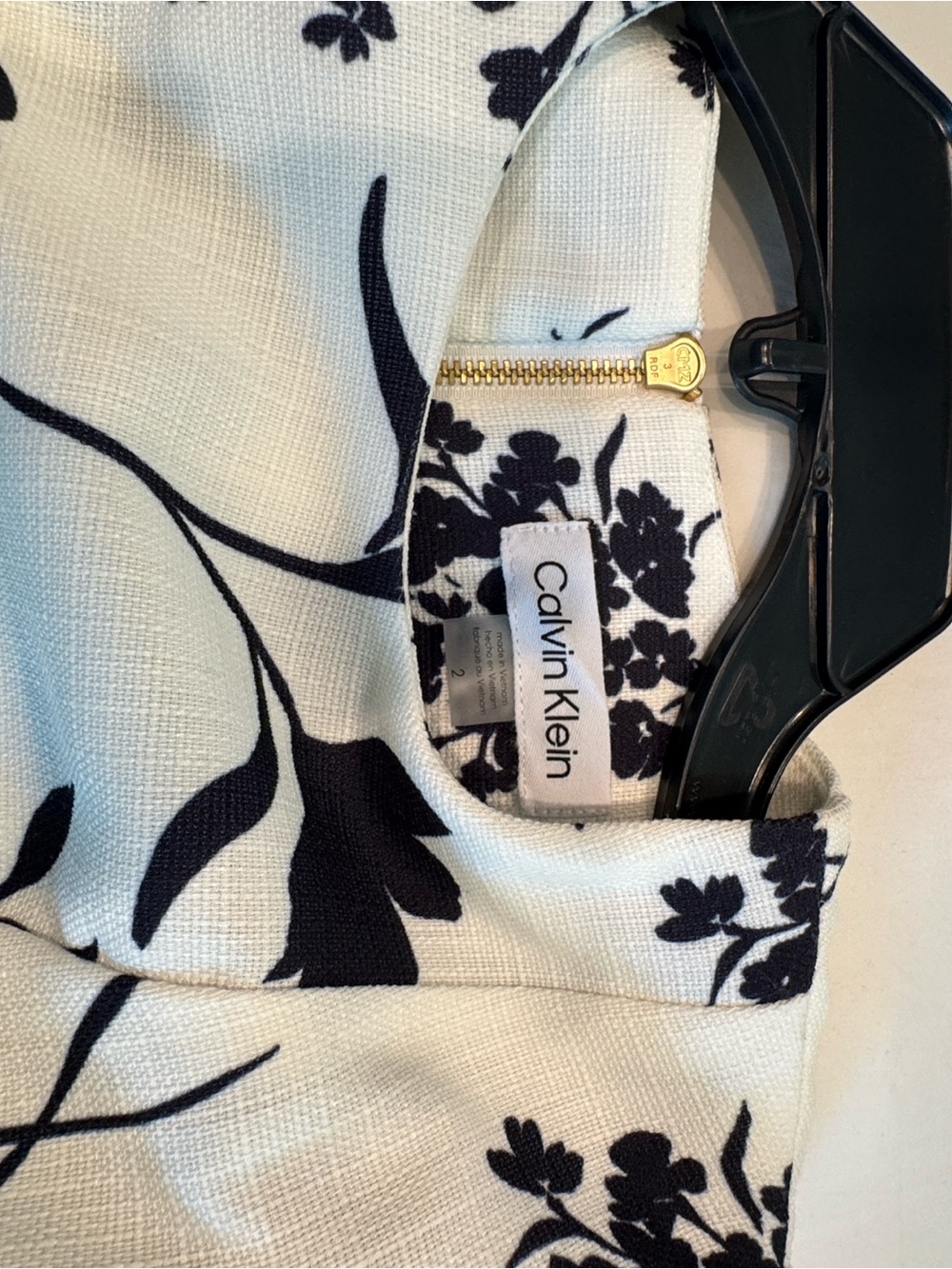 Calvin Klein White Midi Dress with Black Floral Print - Picture 4 of 5